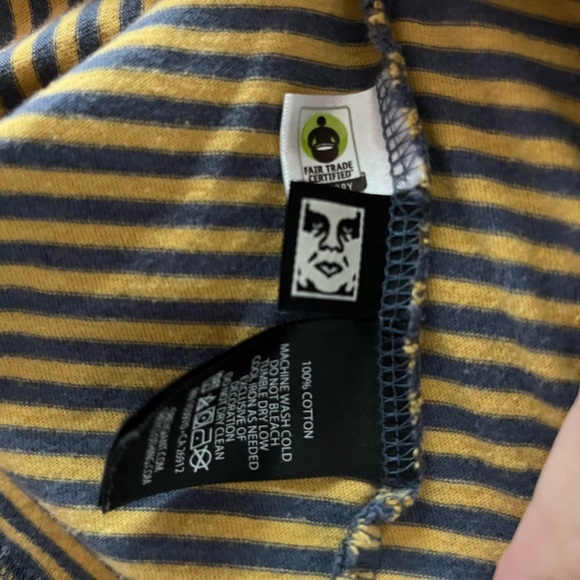 Obey ASOS Apex Striped‎ Tee with Small Logo in Yellow - Picture 13 of 13